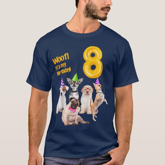 Camiseta Niños Chicas niños perros lindos 8 cumpleaños cach (Anverso)