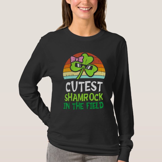 Camiseta Niños Chicas St Patricks Day Cutest Shamrock (Anverso)