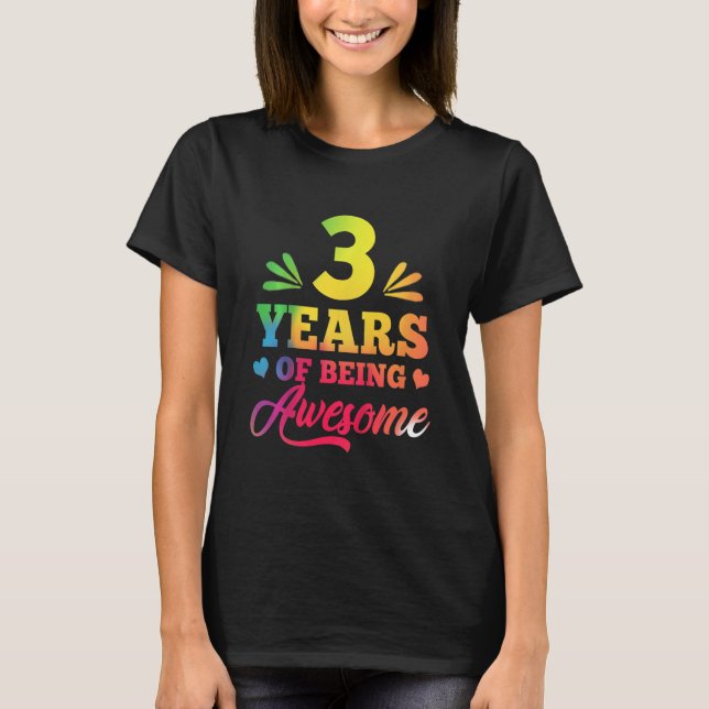Camiseta Niños Chicas Tercer Cumpleaños 3 Años Tejido De Be (Anverso)