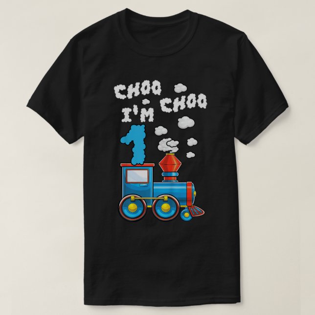 Camiseta Niños Choo Choo Soy 1 Tren Chugga 1 año de nacido (Diseño del anverso)