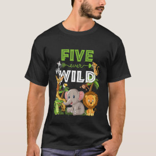 Camiseta Niños cinco años salvajes de la jungla de safari e