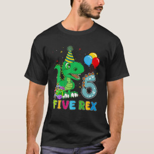 Camiseta Niños Cinco cumpleaños ex Dinosaurios divertidos d