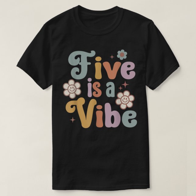 Camiseta Niños Cinco Es Un Vibe Groovy Quinto Cumpleaños Gr (Diseño del anverso)