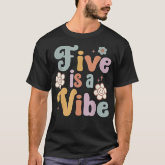 Camiseta Niños Cinco Es Un Vibe Groovy Quinto Cumpleaños Gr