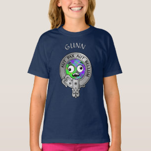 Camiseta Niños clan Gunn Escudo y Tartan T-Shirt
