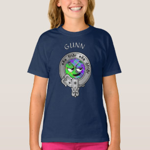 Camiseta Niños clan Gunn Escudo y Tartan T-Shirt