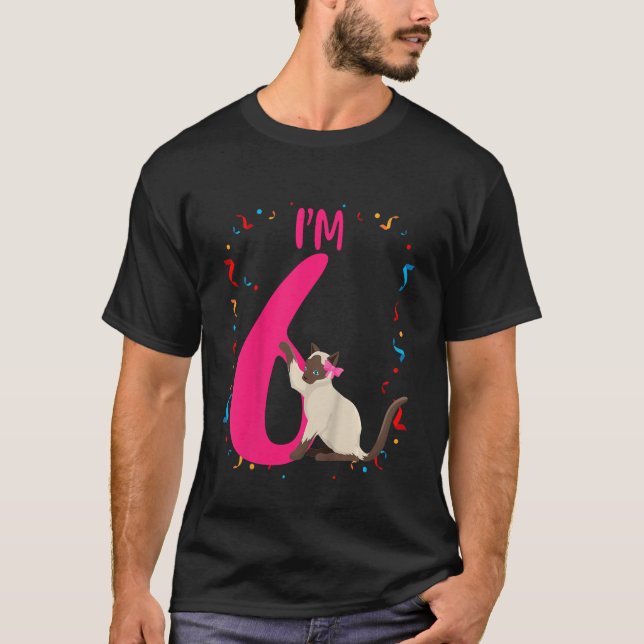 Camiseta Niños con gato lindo Tengo 6 años Chica de cumplea (Anverso)