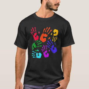 Camiseta Niños Con Manos De Pintar Niños Adolescentes