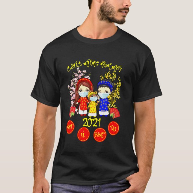 Camiseta Niños con mascara Feliz Cuarentena Vietnamita Luna (Anverso)