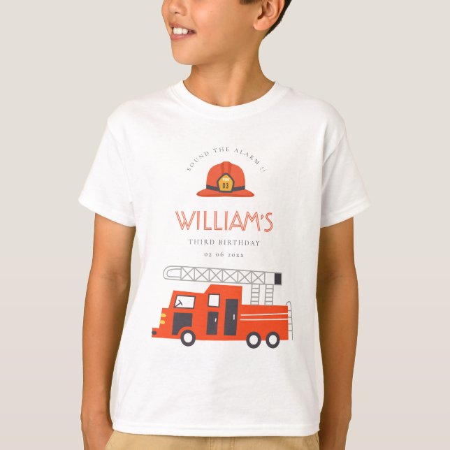 Camiseta Niños con motor de camión de bomberos rojos de cua (Anverso)