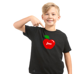 Camiseta Niños con nombre personalizado de Apple rojo