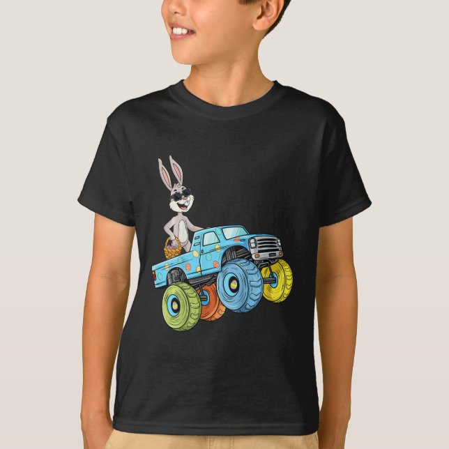Camiseta Niños Conejo de Pascua Monstruo Camión Camión Dive (Anverso)