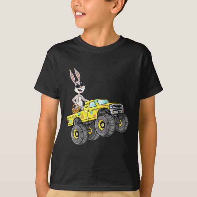 Camiseta Niños Conejo de Pascua Monstruo Camión Camión Dive (Anverso)