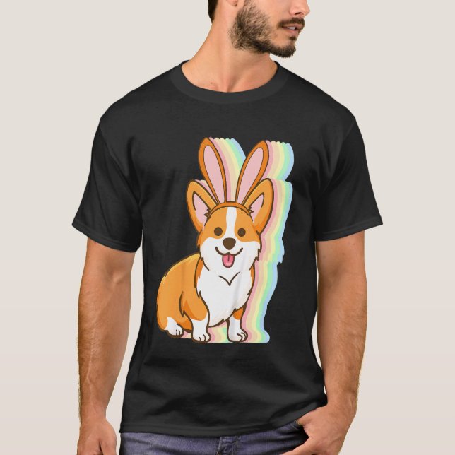 Camiseta Niños Corgi Bunny Ears Easter Day Cute Perro Cacho (Anverso)