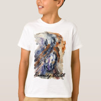 Niños corriendo Caballo salvaje, pintura acuarela