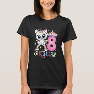 Camiseta Niños Cortos Gato Unicornio Face Floral 8 Años 8B