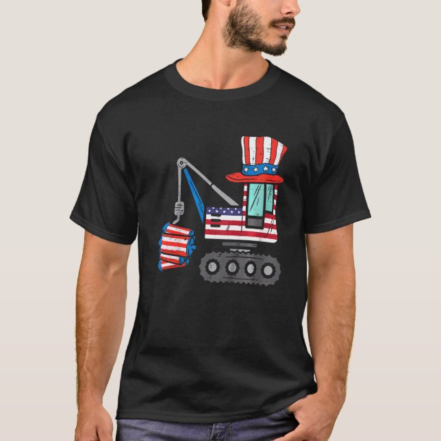 Camiseta Niños Crane Crane Truck Firecrackers Niños 4 De Ju (Anverso)