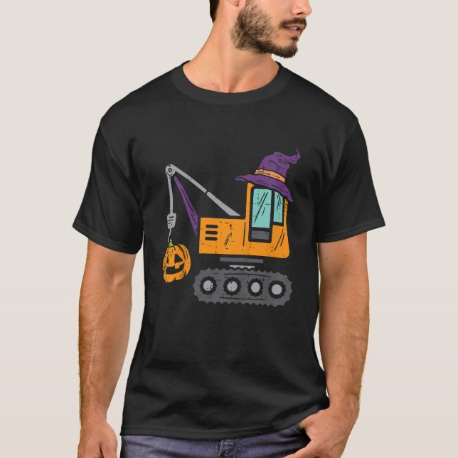 Camiseta Niños Crane Truck Pumpkin Toddler Baby Boys Hallow (Anverso)