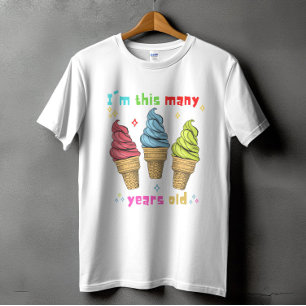 Camiseta Niños Crema de Hielo Cumpleaños Tres Años