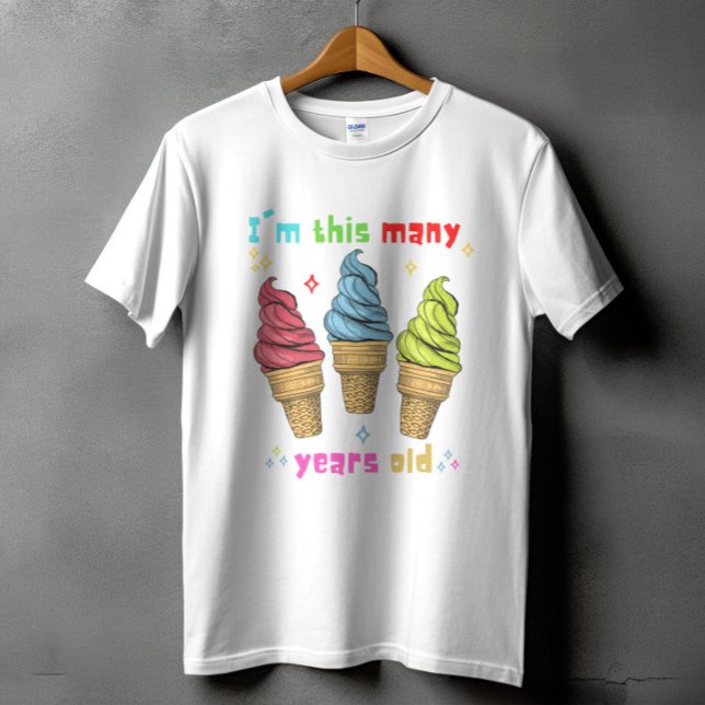 Camiseta Niños Crema de Hielo Cumpleaños Tres Años (Subido por el creador)