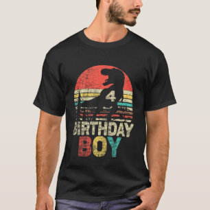 Camiseta Niños Cuarto Cumpleaños 4 Años Rex 4º Cumpleaños B