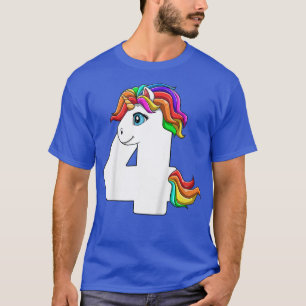 Camiseta Niños cuarto cumpleaños Unicorn Chica de niño de 4