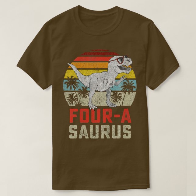 Camiseta Niños cuatro a Saurus Rex de 4 años Dino 4 (Diseño del anverso)