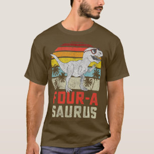 Camiseta Niños cuatro a Saurus Rex de 4 años Dino 4