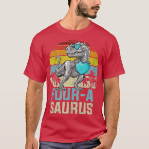 Camiseta Niños cuatro años a Saurus cumpleaños T Rex Dino d