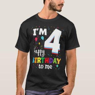 Camiseta Niños Cuatro Años Cuarto Cumpleaños Feliz Cumpleañ