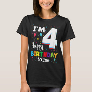 Camiseta Niños Cuatro Años Cuarto Cumpleaños Feliz Cumpleañ