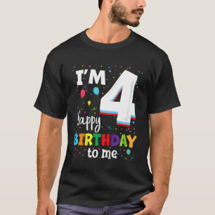 Camiseta Niños Cuatro Años Cuarto Cumpleaños Feliz Cumpleañ