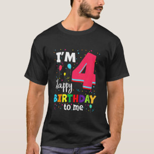 Camiseta Niños Cuatro Años Cuarto Cumpleaños Feliz Cumpleañ