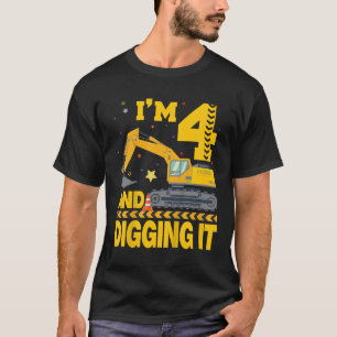 Camiseta Niños Cuatro años de Excavadora de Cumpleaños de 4
