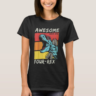 Camiseta Niños Cuatro Rex Boy 4 cumpleaños Dinosaurio 2018