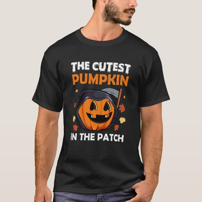 Camiseta Niños Cuestan Calabaza En El Parche Lazy Halloween (Anverso)