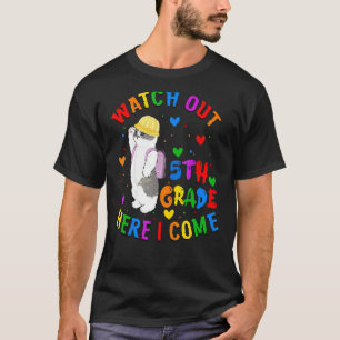 Camiseta Niños Cuidado 5to Grado Aquí Vengo Gato Lindo