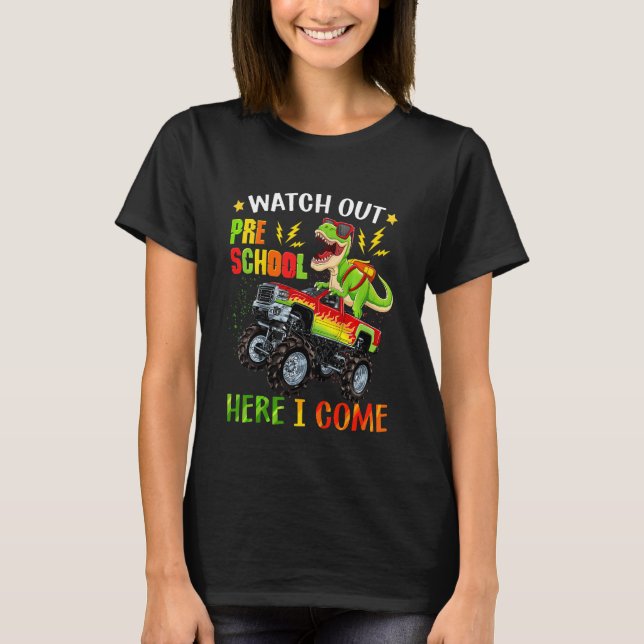 Camiseta Niños Cuidado Con El Preescolar Aquí Vengo Camión  (Anverso)