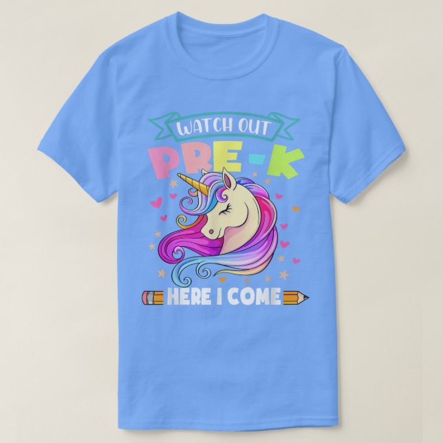 Camiseta Niños Cuidado Con El PreK Aquí Vuelvo A La Escuela (Diseño del anverso)