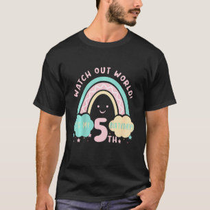Camiseta Niños Cuidado Mundo Es mi quinto cumpleaños 5 años