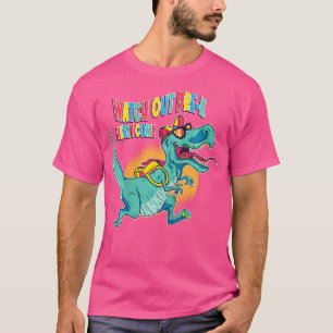 Camiseta Niños Cuidado Previo Al K Acá Vengo Dinosaur T Rex