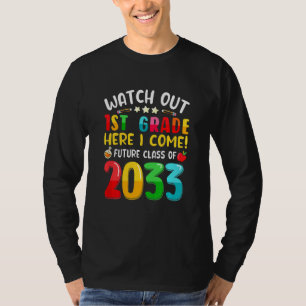 Camiseta Niños Cuidado Primer Grado Aquí Llego Clase Futura