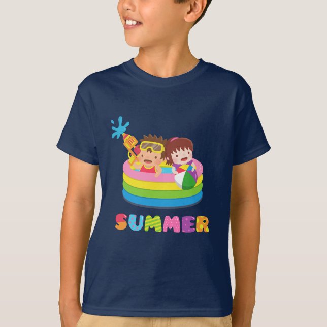 Camiseta Niños Cuidados Piscina De Agua De Verano Tee Diver (Anverso)