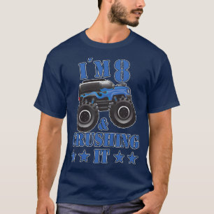 Camiseta Niños Cumpleaños Camión Monstruo de 8 Años Niños F