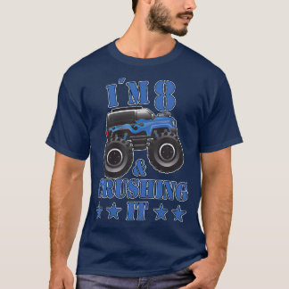 Camiseta Niños Cumpleaños Camión Monstruo de 8 Años Niños F