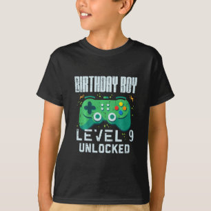 Camiseta Niños Cumpleaños Chico Nivel 9 Desbloqueado Contro