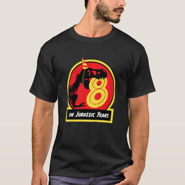 Camiseta Niños Cumpleaños Dinosaurio Rex Jurásico de 8 años (Anverso)