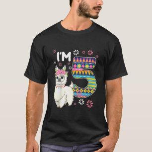 Camiseta Niños Cumpleaños Llama Tengo 5 Años Tema Chica 5