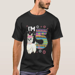 Camiseta Niños Cumpleaños Llama Tengo 5 Años Tema Chica 5