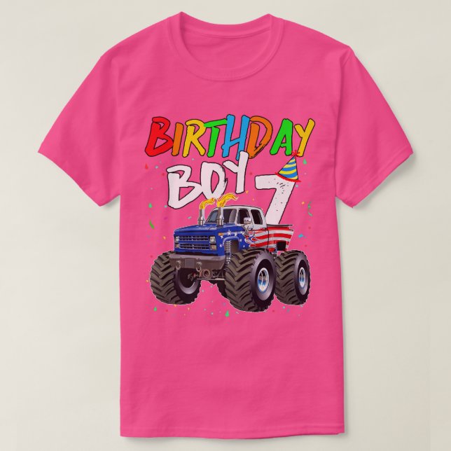 Camiseta Niños Cumpleaños Niño 7 Años Camión Monstruo Bande (Diseño del anverso)